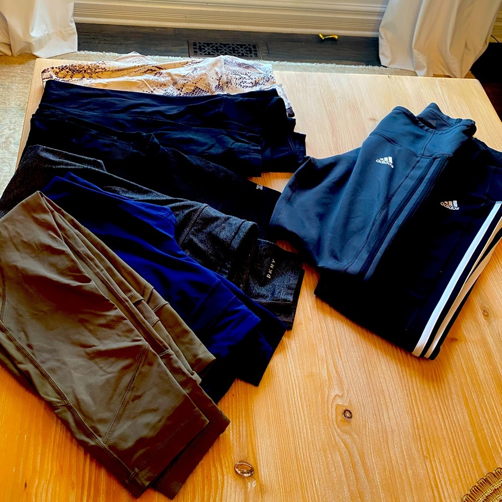 8 leggings-2 LuluLemon, 2 Adidas, 1 DKNY, 1 Victoria’s Secret, 2 Mana b Small